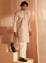 Viscose Cream Eid Wear Wevon Designer Readymade Kurta Pajama